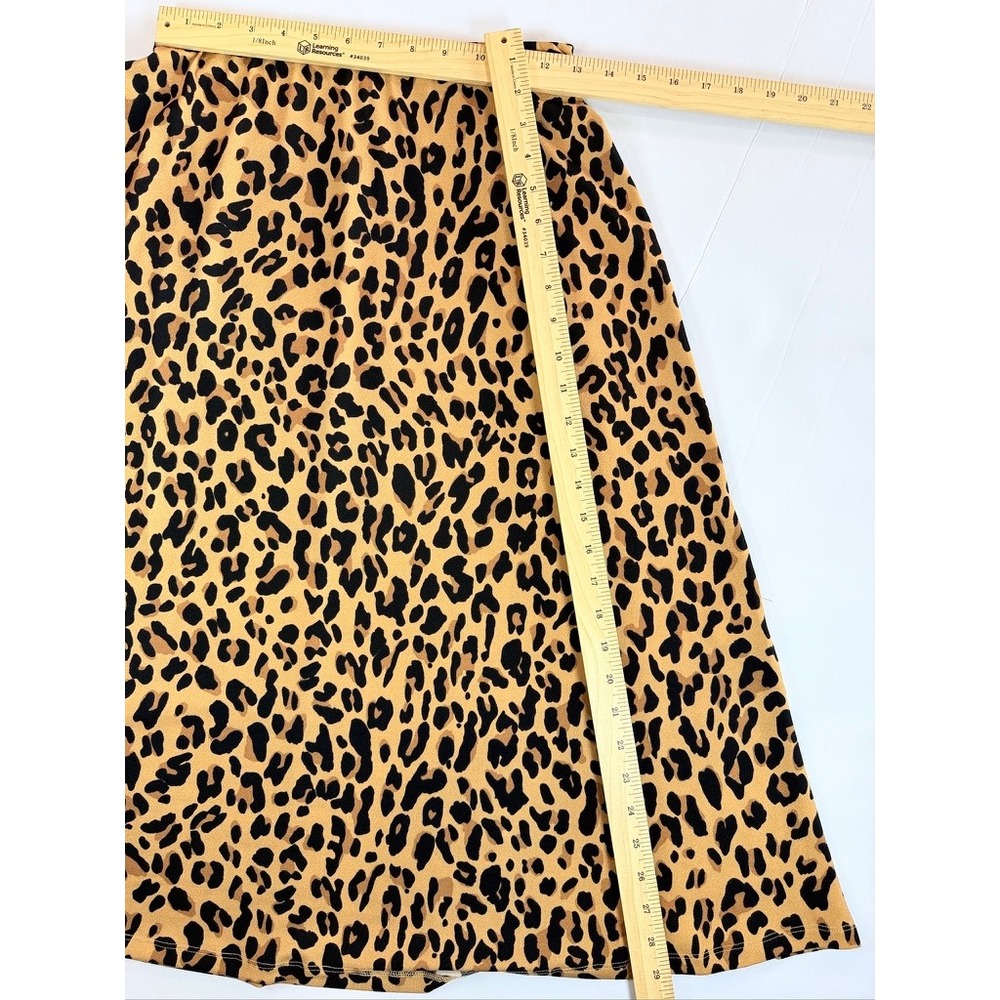 Nine West Midi Skirt Women Size S‎ Tan Leopard Print Elastic Waist Stretch - Picture 8 of 9